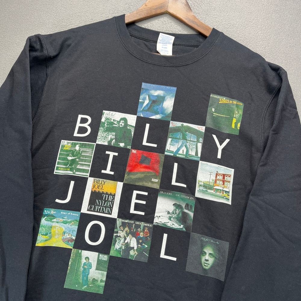Billy Joel Album Grid Graphic Sweatshirt Mens Large Black Cotton Concert Tour